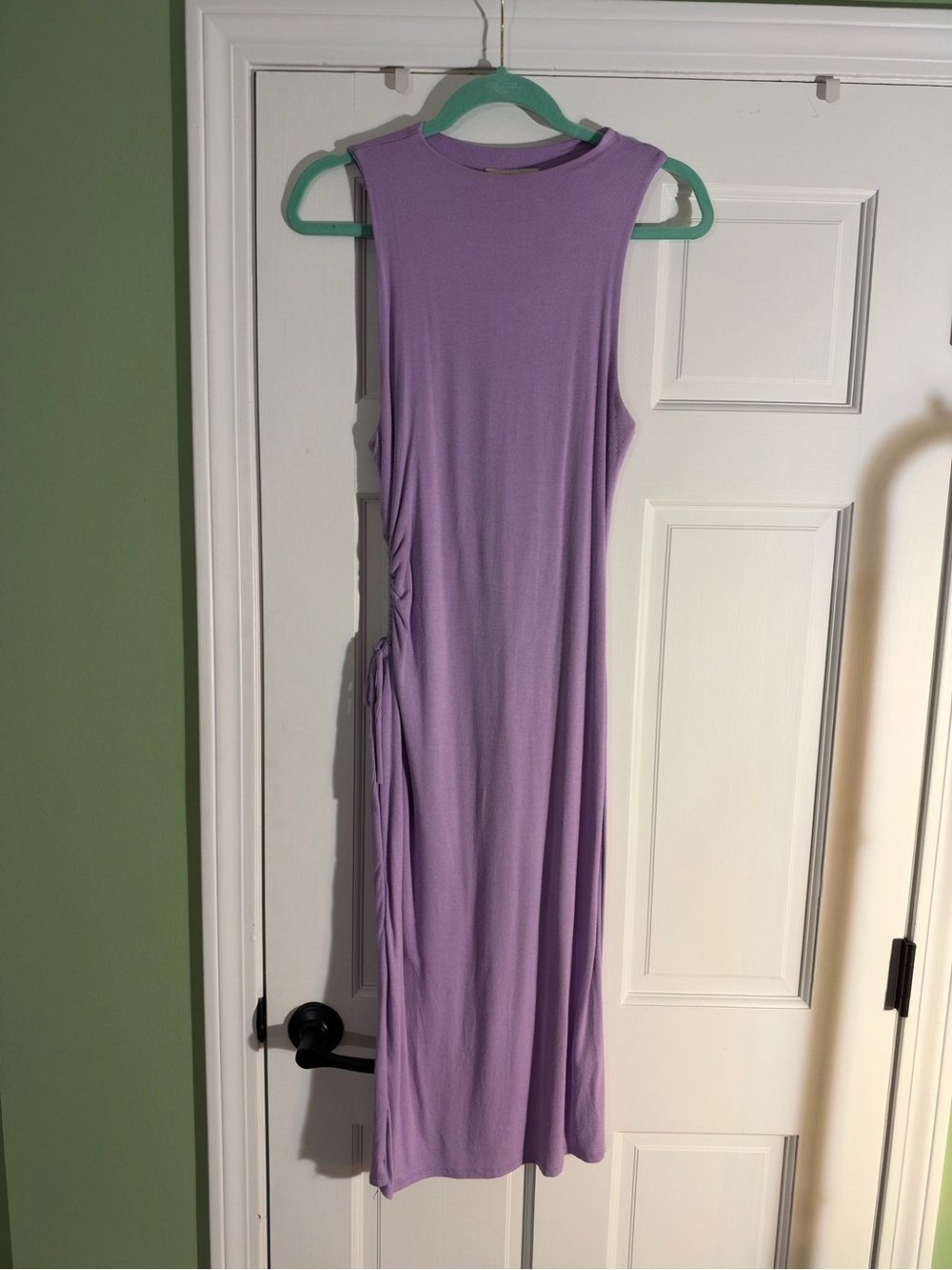 Sincerely Jules Lavender Sleeveless Ruched Midi Dress